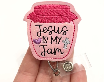 Jesus is my jam badge reel, Christian badge reels, nurse retractable badge, speech Badge holder, ID badge holder, medical badge reel