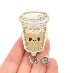 Iced coffee badge reel, Coffee badge reels, retractable badge, ID badge Reel, Interchangeable badge, ID badge holder