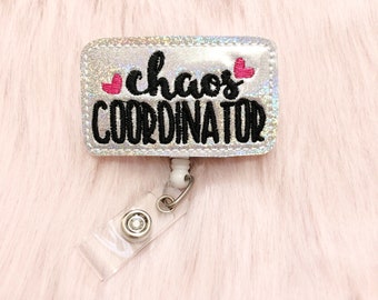 Chaos Coordinator badge reel, funny badge reels, retractable badge, ID holder, Badge holder, ID badge holder, medical badge reel