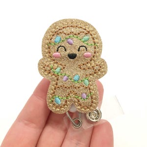 Gingerbread badge reel, christmas badge reel, retractable badge, ID badge Reel, Badge holder, ID badge holder, holiday ID holder