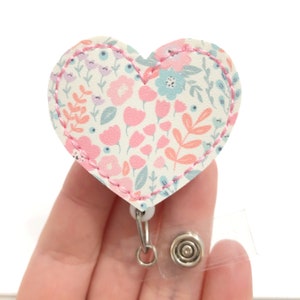 Floral heart badge reels , heart badge reels, medical badge reel, retractable badge, ID badge Reel, Badge holder, nurse ID holder