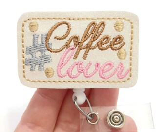 Coffee lover badge reel, coffee badge reel, retractable badge, ID badge Reel, Badge holder, ID badge holder, beach ID holder, coffee badges