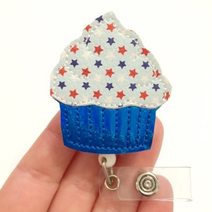 4th of July Cupcake badge reels , patriotic badge reels, medical badge reel, retractable badge, ID badge Reel, Badge holder, nurse ID holder