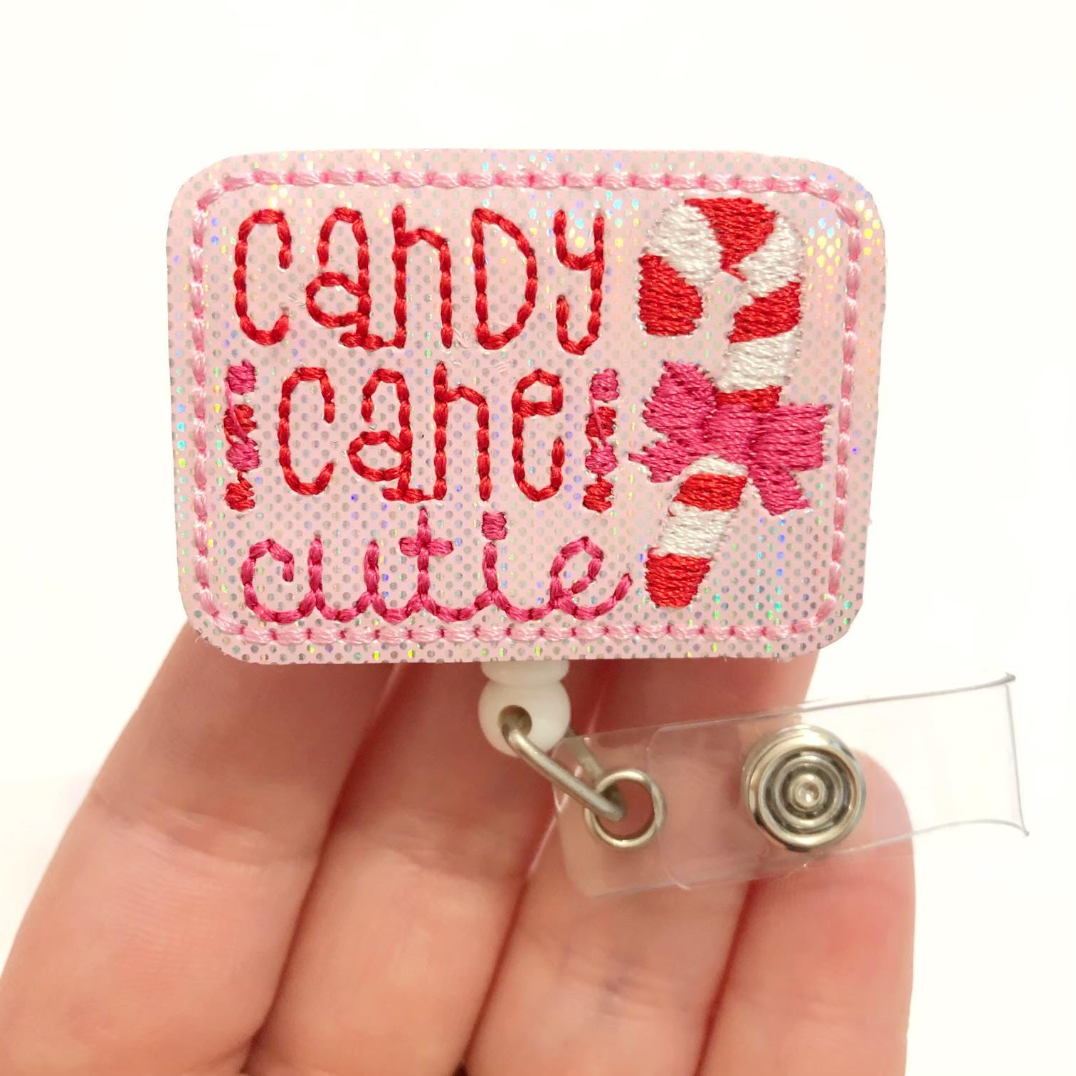 Candy Cane cutie badge reel, candy badge reels, nurse badge reels, Christmas badge reels, Badge holder, ID badge holder, medical badge reel