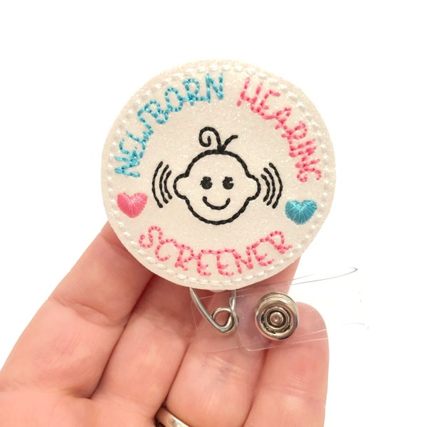 Newborn Hearing Screener badge reel, badge reels, nurse retractable badge, ID holder, Badge holder, ID badge holder, medical badge reel