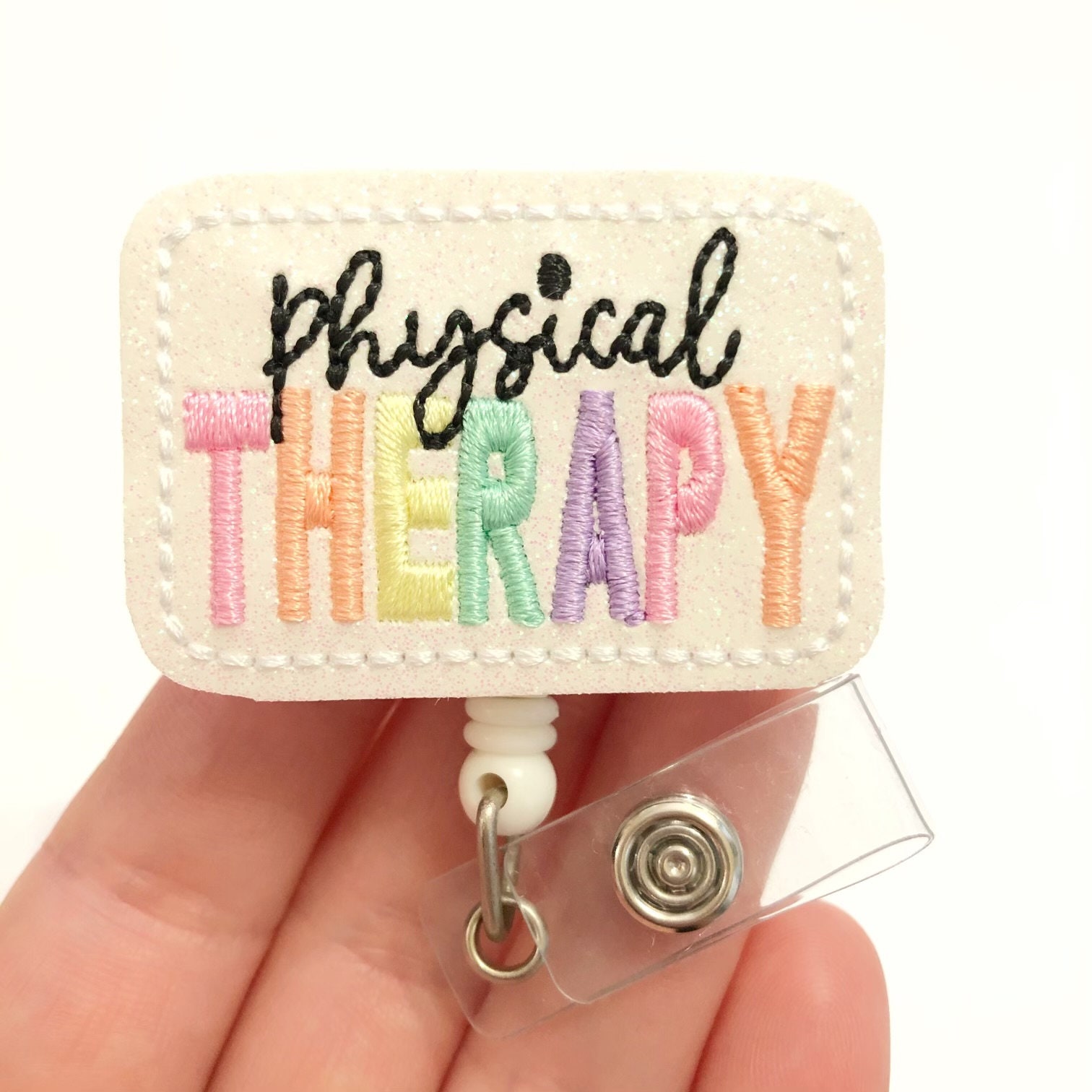 Physical Therapy badge reel, PT badge reels, nurse retractable badge, ID holder, Badge holder, ID badge holder, medical badge reel