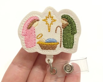 Nativity badge reel, Jesus badge reels, nurse retractable badge, Christmas badge reels, Badge holder, ID badge holder, medical badge reel