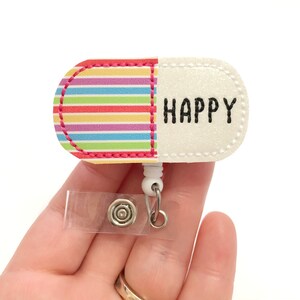 Happy pill badge reel, nurse badge reels, retractable badge, ID holder, Badge holder, medical badge reel, Medical badge reels