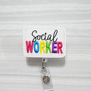 Rainbow Social Worker badge reel, SW badge reels, retractable badge, ID holder, Badge holder, ID badge holder, medical badge reel