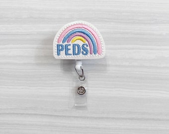 Peds nurse badge reel, badge reels, nurse retractable badge, ID holder, PEDS Badge holder, ID badge holder, medical badge reel