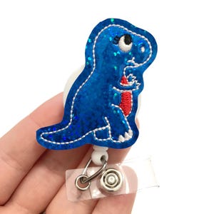 Patriotic Dinosaur badge reel, cute dinosaur badge reels, retractable badge, ID holder, Badge holder, Trex badge reel, medical badge reel