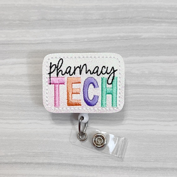 Pharmacy tech badge reel, badge reels, nurse retractable badge, ID holder,  surgery tech Badge holder, ID badge holder, medical badge reel