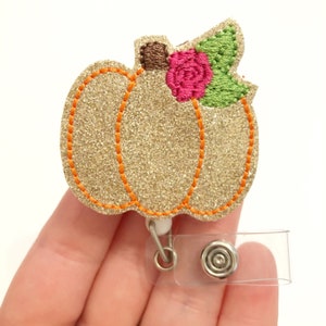 Pumpkin badge reel, fall badge reels, retractable badge, ID badge Reel, Badge holder, ID badge holder, Pumpkin badge ID holder