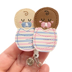 Newborn Burrito Baby badge reel, RN badge reel, Labor & delivery badge reel, ID holder, nurse Badge holder, medical badge reel