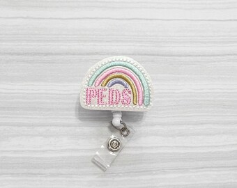 Peds nurse badge reel, badge reels, nurse retractable badge, ID holder, PEDS Badge holder, ID badge holder, medical badge reel