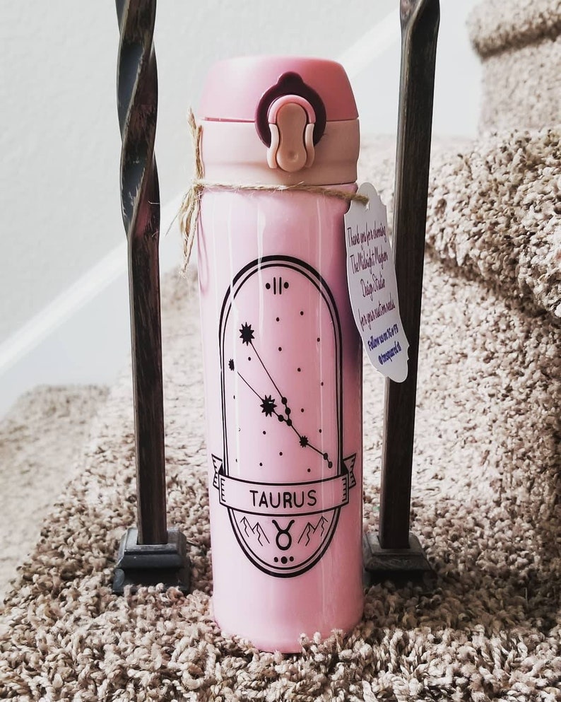 16oz stainless steel zodiac sign water bottles Etsy