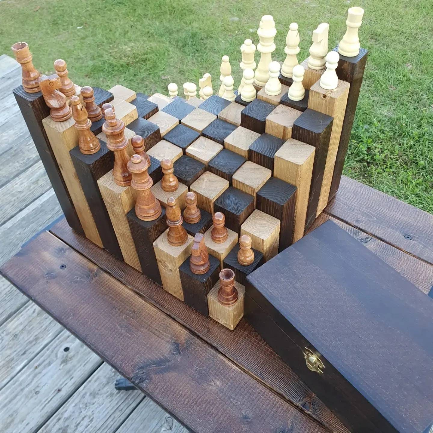 Arena Luxury Chess Set 3D Handmade Walnut Solid Wood Board Game
