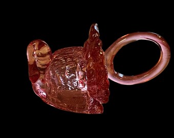 Vintage Cranberry Glass Turkey napkin holder