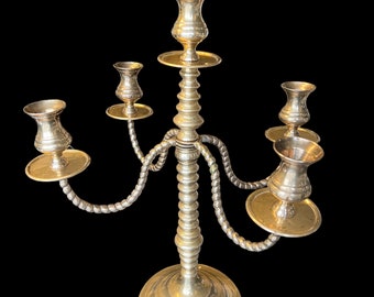 Huge MCM Solid Brass 4 Arm Candelabra-Huge!
