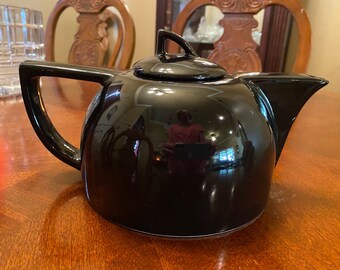 Mid Century Black Pottery Teapot