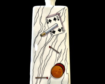 Mid Century Gambling Tobacco Ceramic Decanter 1950’s