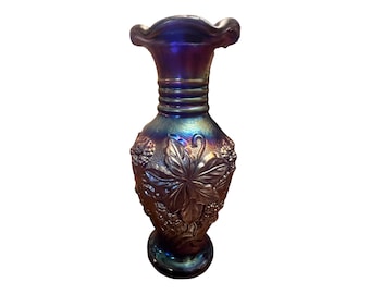 2005 Fenton Art Glass Loganberry Favrene Carnival Blue