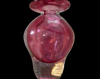 Murano Cristalleria Stile D' Arte Cranberry Pink Glass Vase