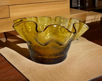 Vintage Blenko Fluted Fruit Bowl