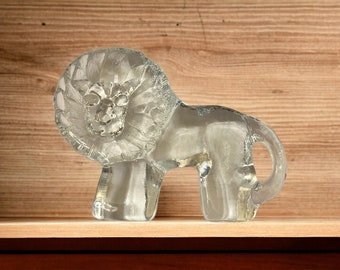 Vintage Kosta Boda Glass Lion Zoo Series Art Figure MCM Sweden