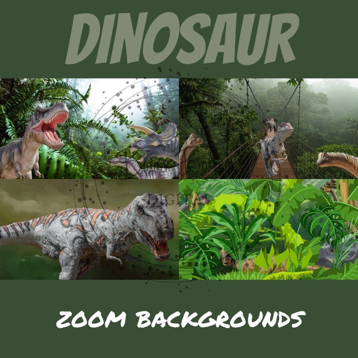 Dinosaur Zoom Background // Digital Backdrop // Virtual Etsy Israel