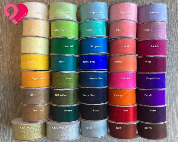 1.5" SHEER ORGANZA RIBBON Mono Edge Silky Soft Delicate Floral Gift Wrap Wedding Birthday Party Dress Baby Shower Halloween Cosplay Costume