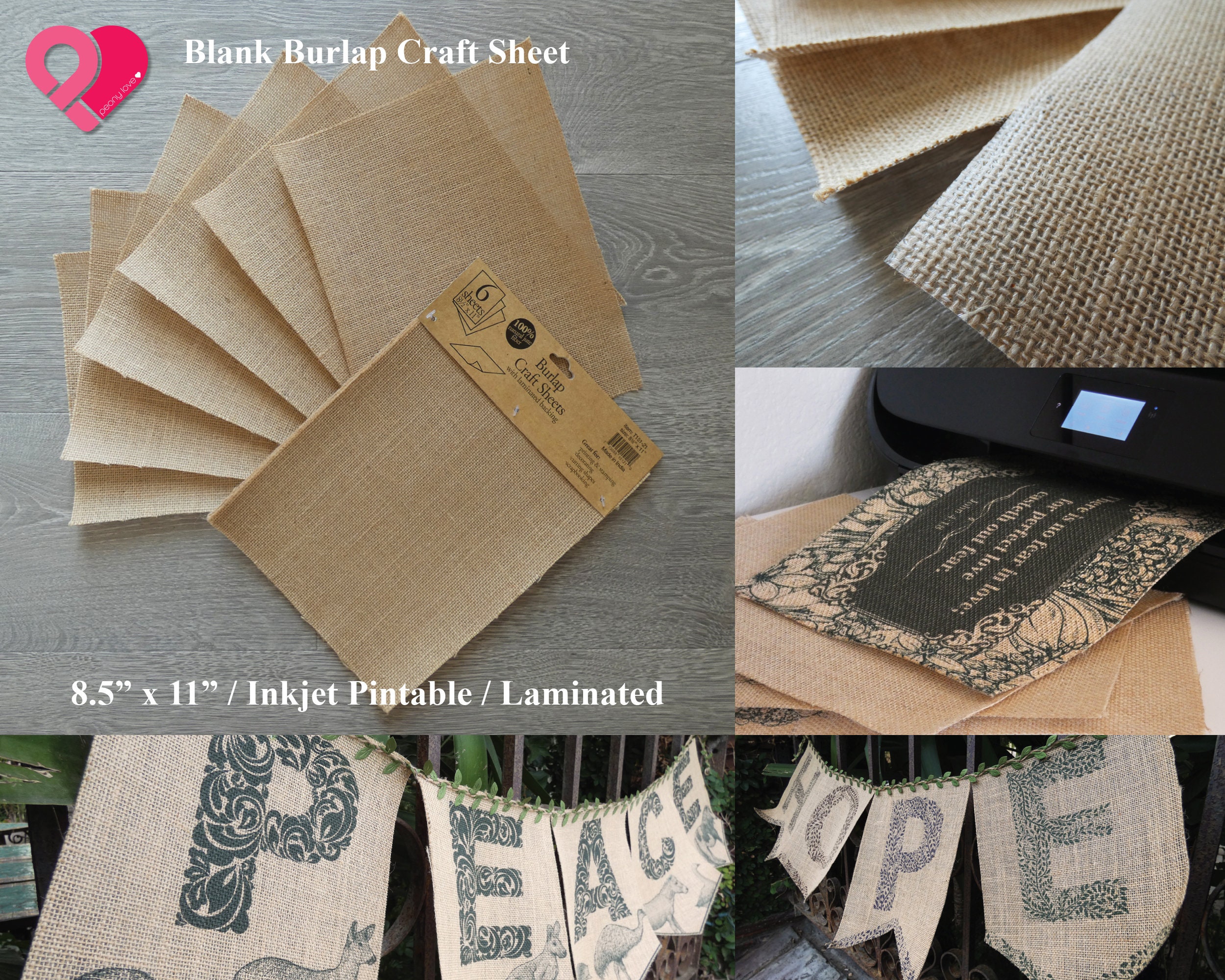 Laminated Burlap Printable Sheets Natural Jute Canvas Inkjet Etsy UK