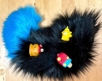 Handmade Fursuit Tail Black Turquoise Squishies Kawaii + Cute  Furry Cosplay