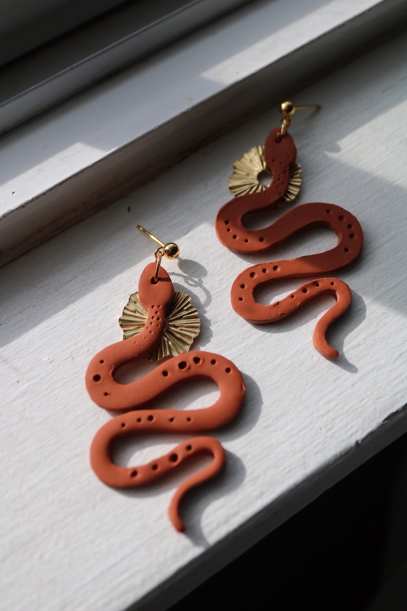 SNAKES polymer clay earrings imagem 6