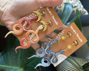 SUNSET SNAKES polymer clay earrings
