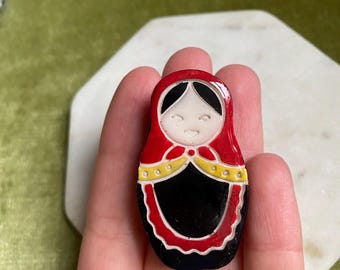 Matryoshka doll clay pins