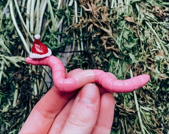 CHRISTMAS WORM polymer clay pins