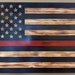 Rustic American Thin Red Line Firefighter Flag Wall Art Hand | Etsy