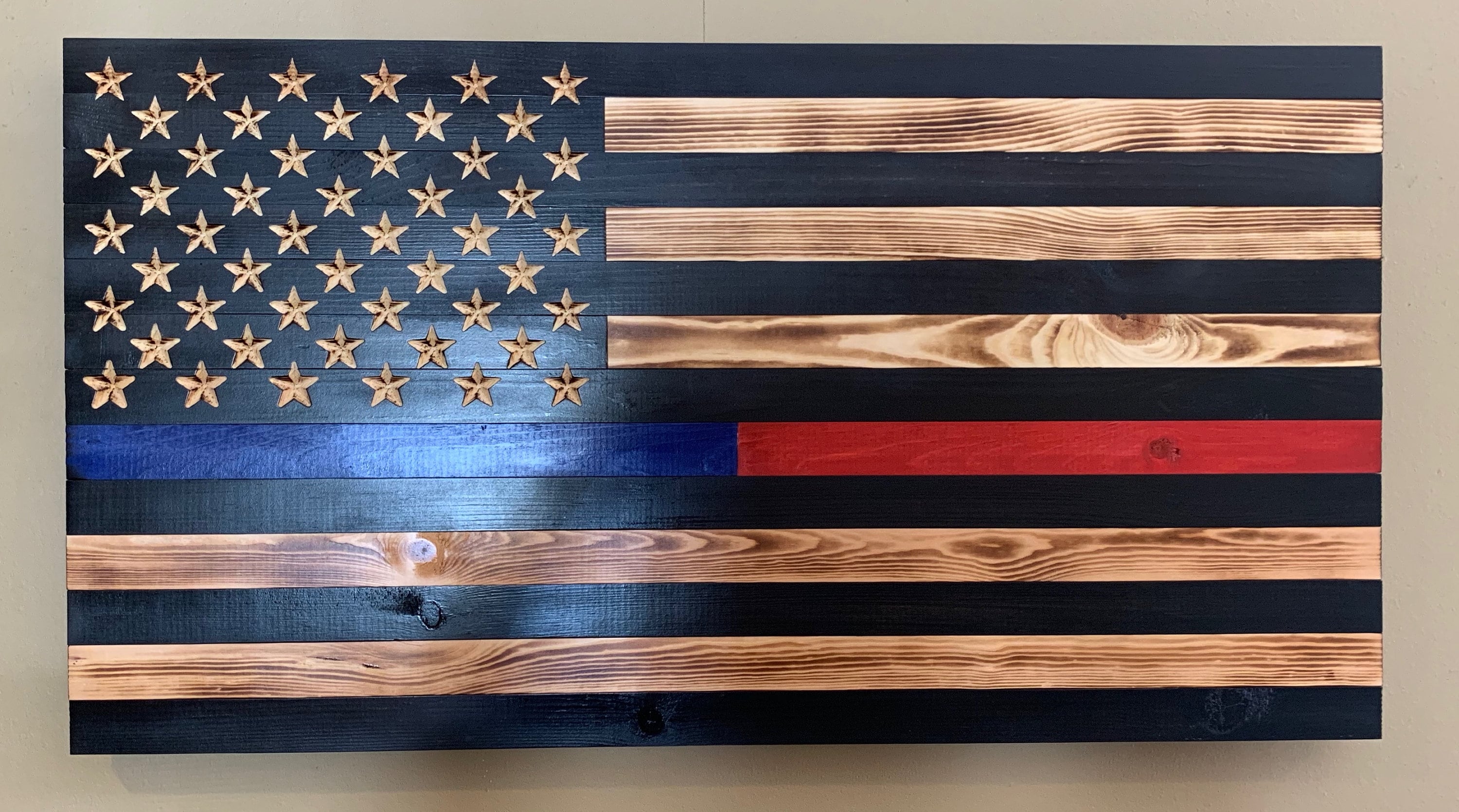 Wooden American Flag Rustic Wall Art - Hand Made - Burned Wood - Etsy