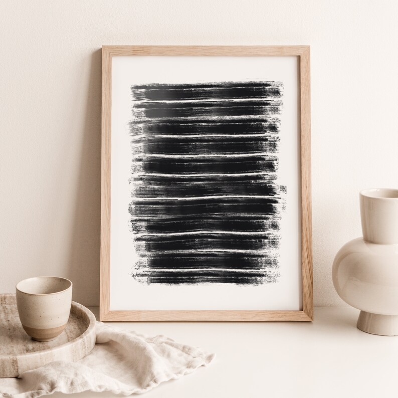 Black and White Stripes Printable Wall Art Digital Print Etsy