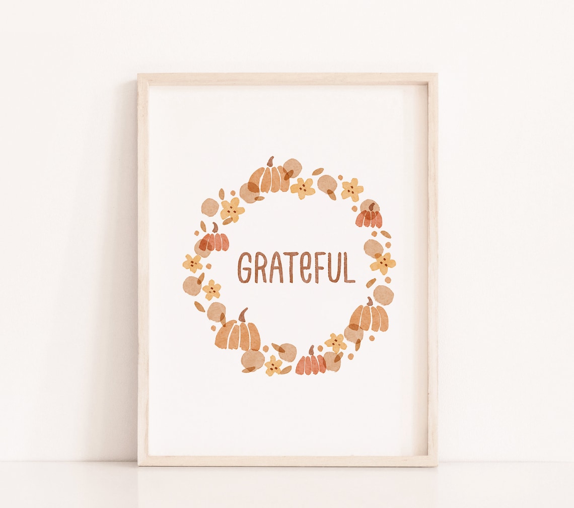Grateful Fall Wreath Printable Wall Art Fall Decor Digital - Etsy