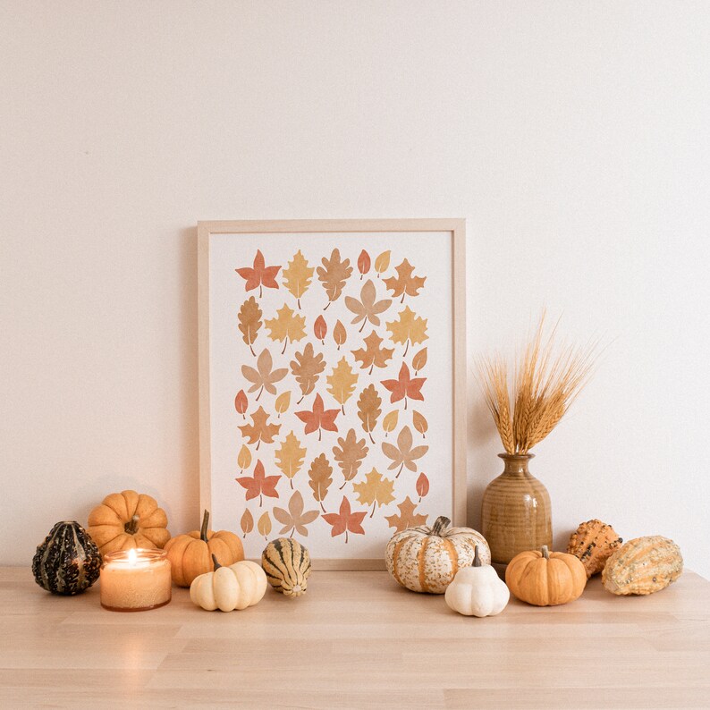 Autumn Leaves Printable Wall Art Fall Decor Digital Print Etsy