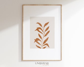 Stampa artistica minimalista con piante, decorazione murale botanica (download digitale)