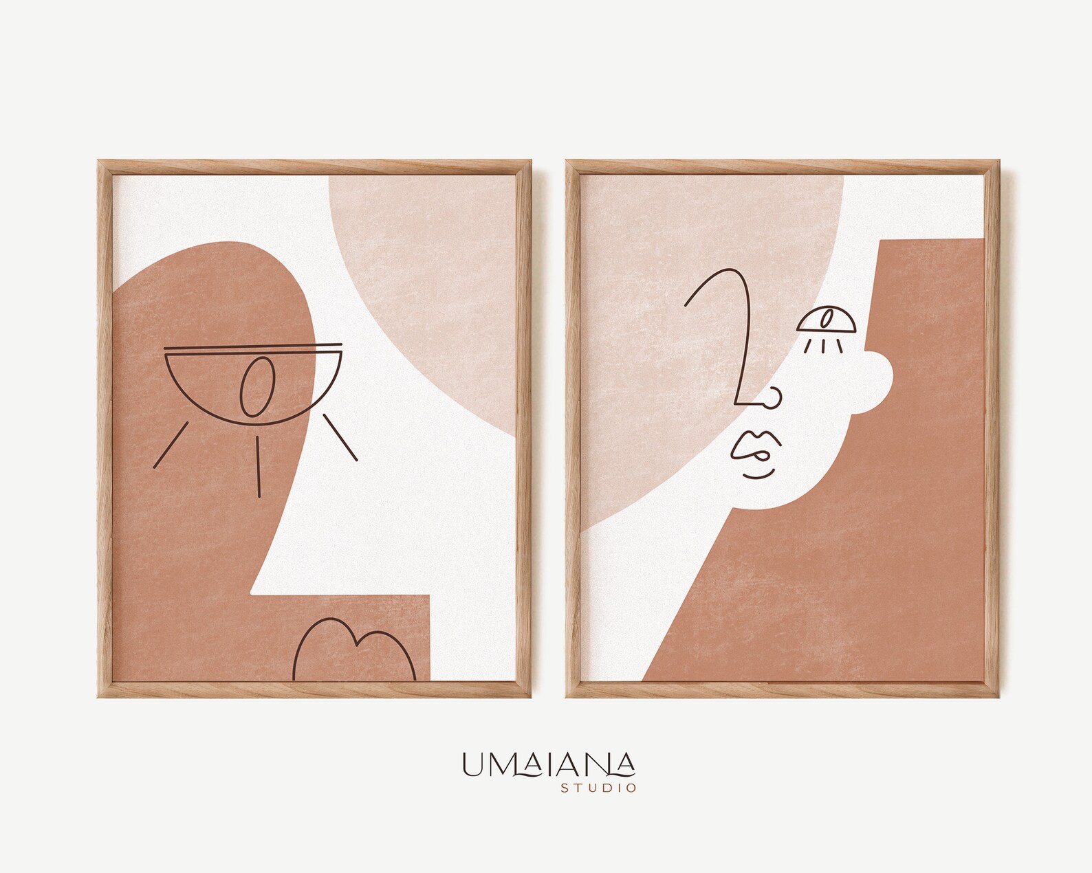 Set of Two Abstract Prints Modern Printable Wall Art Instant Etsy