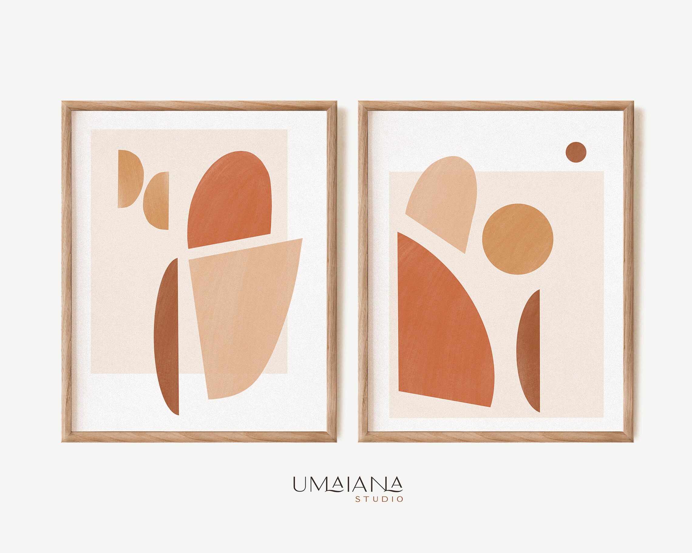 Set of Two Abstract Prints Modern Printable Wall Art Instant Etsy