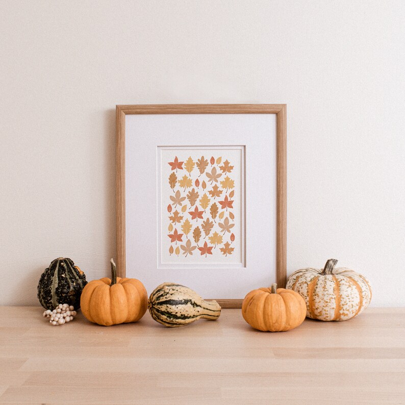 Autumn Leaves Printable Wall Art Fall Decor Digital Print Etsy