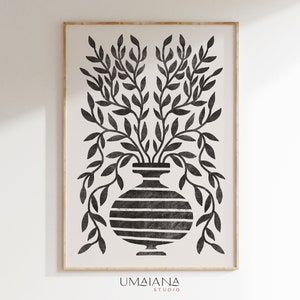 Abstracte bloemen vaas print afdrukbare Wall Art prints hedendaagse kunst digitale download prints esthetische poster print