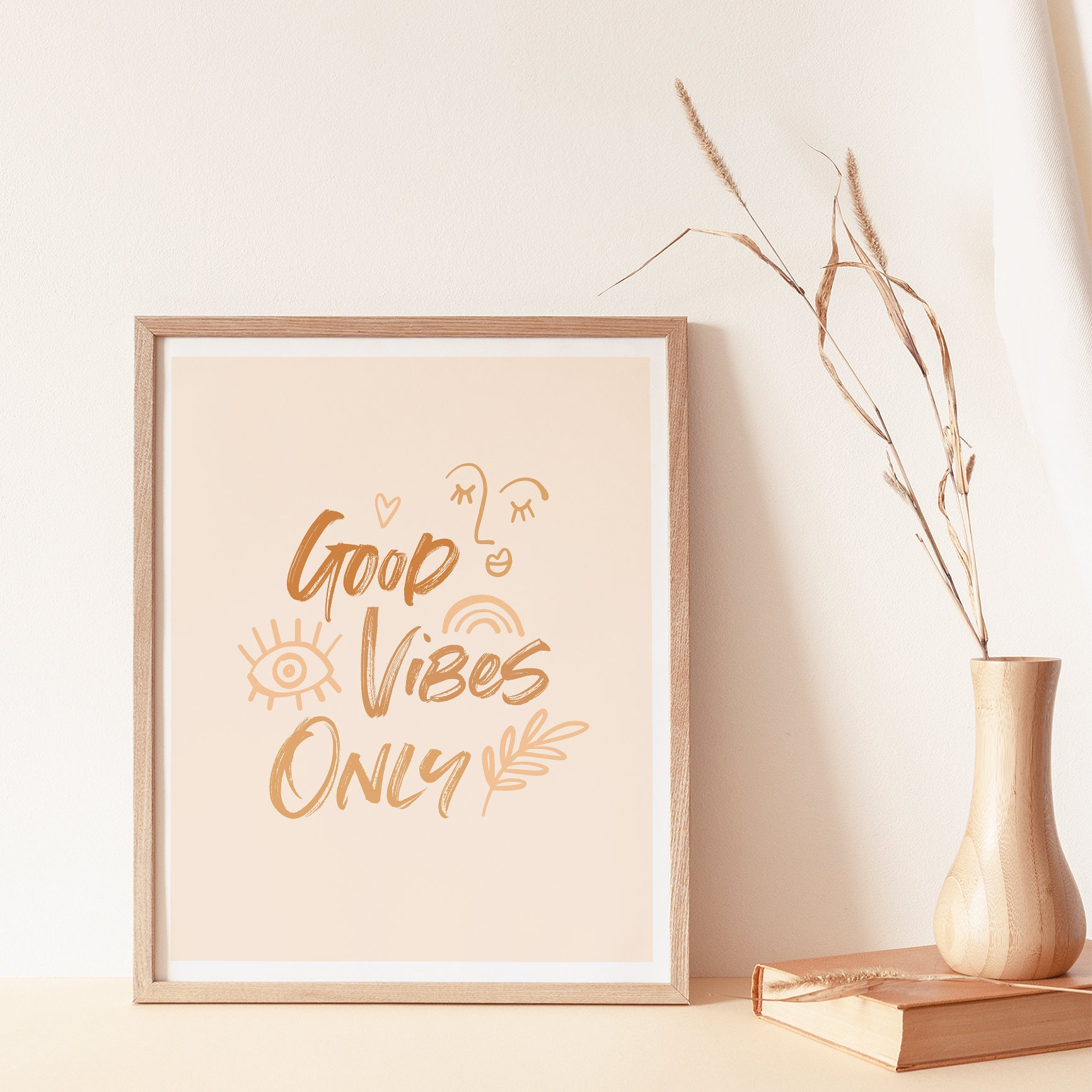 good vibes only quote printable wall art digital print neutral etsy