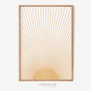 Mid Century Modern Sun Print, Abstrakte Boho Wandkunst (Digitaler Download)