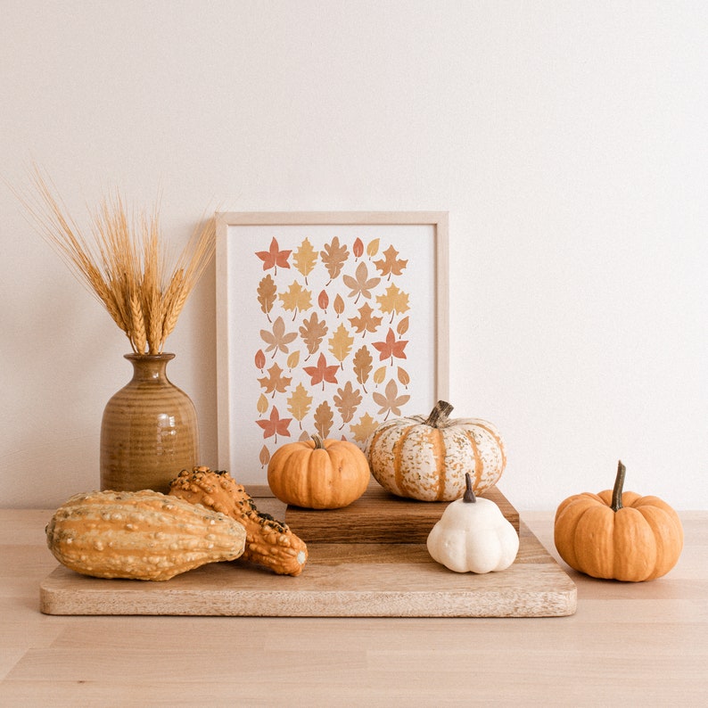 Autumn Leaves Printable Wall Art Fall Decor Digital Print Etsy